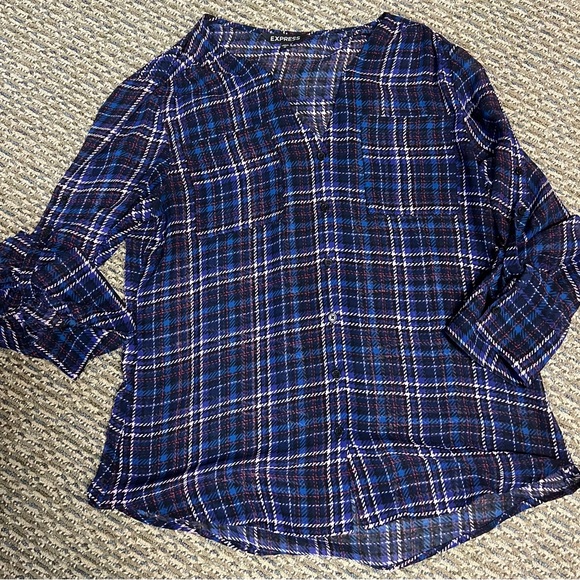 Sheer plaid top EXPRESS - Picture 1 of 3